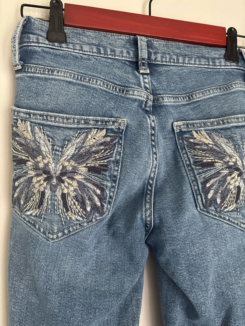 Arizona Jean Company Light Blue Ripped Straight-Leg Flare Jeans